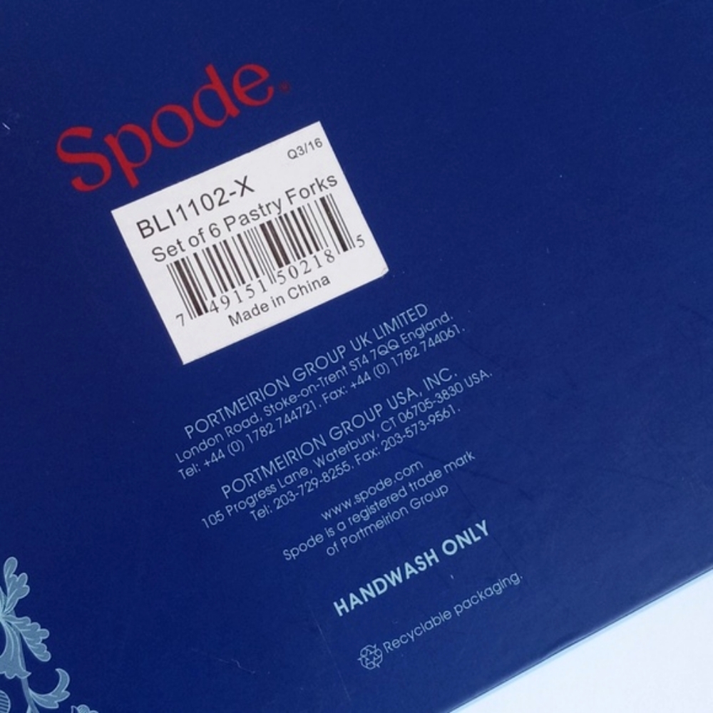 NIB Spode Blue Italian Silver & Floral Landscape Pastry Serving Forks Set Of 6 - Picture 8 of 13
